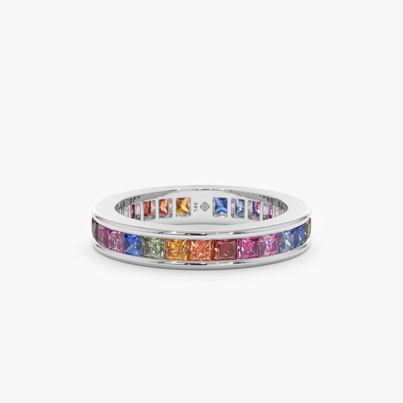 solid white gold colorful eternity ring