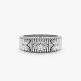 floral design diamonds in white gold band