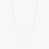 long solid 14k white gold diamond bezel necklace