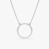 handmade solid white gold diamond circle pendant necklace