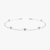 14k white gold citrine station bracelet 