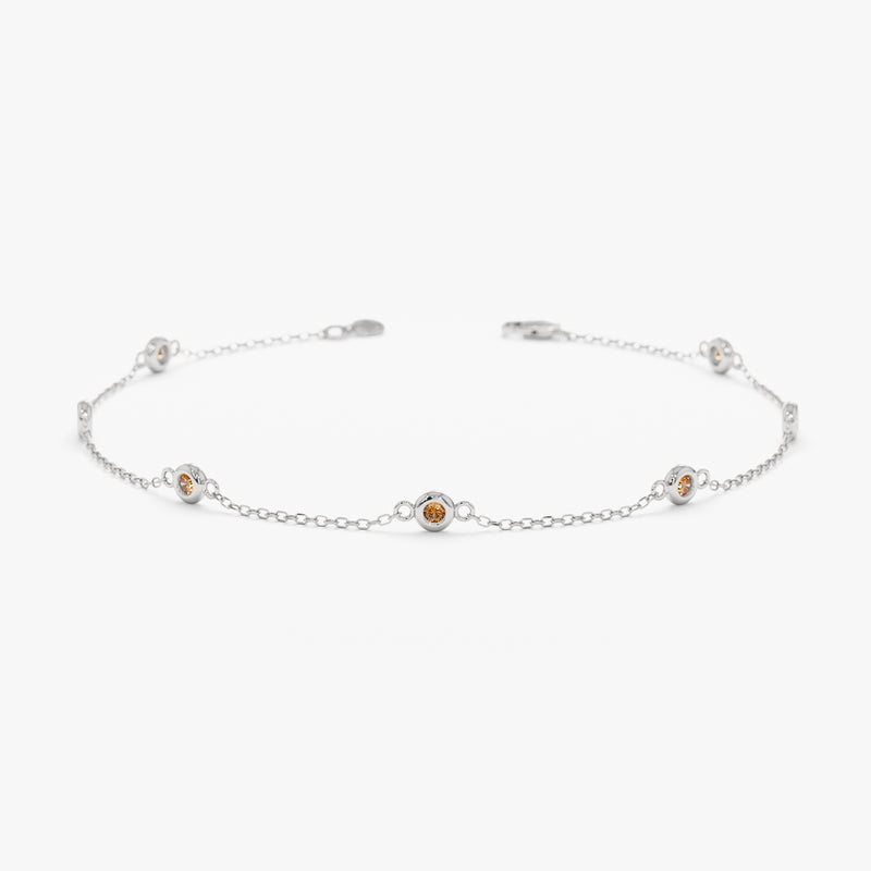 14k white gold citrine station bracelet 