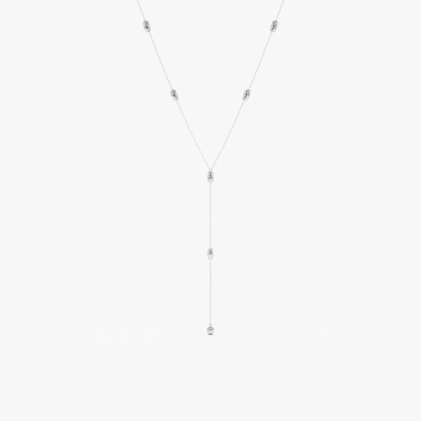 Solid Gold Beaded Lariat Necklace, Lyla