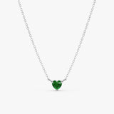 white gold handmade mini heart in emerald