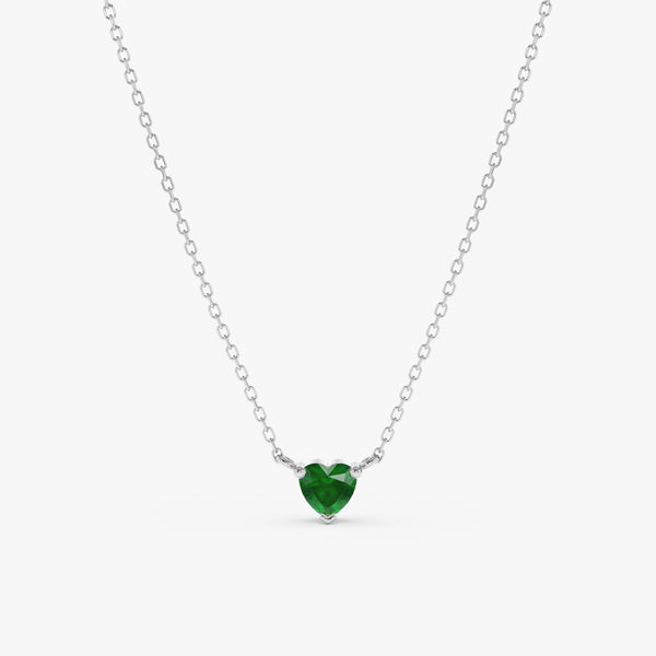 white gold handmade mini heart in emerald