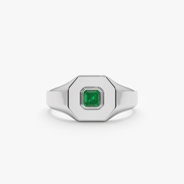 white gold genuine emerald ring