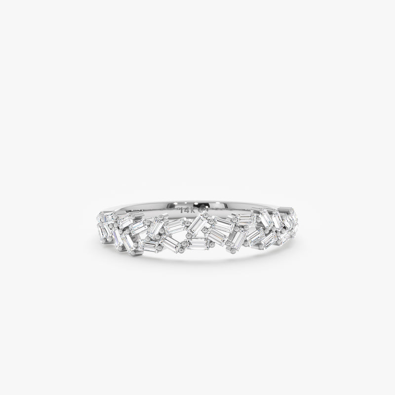 natural white baguette diamond ring in white gold