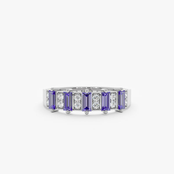 solid white gold purple tanzanite and diamond ring 