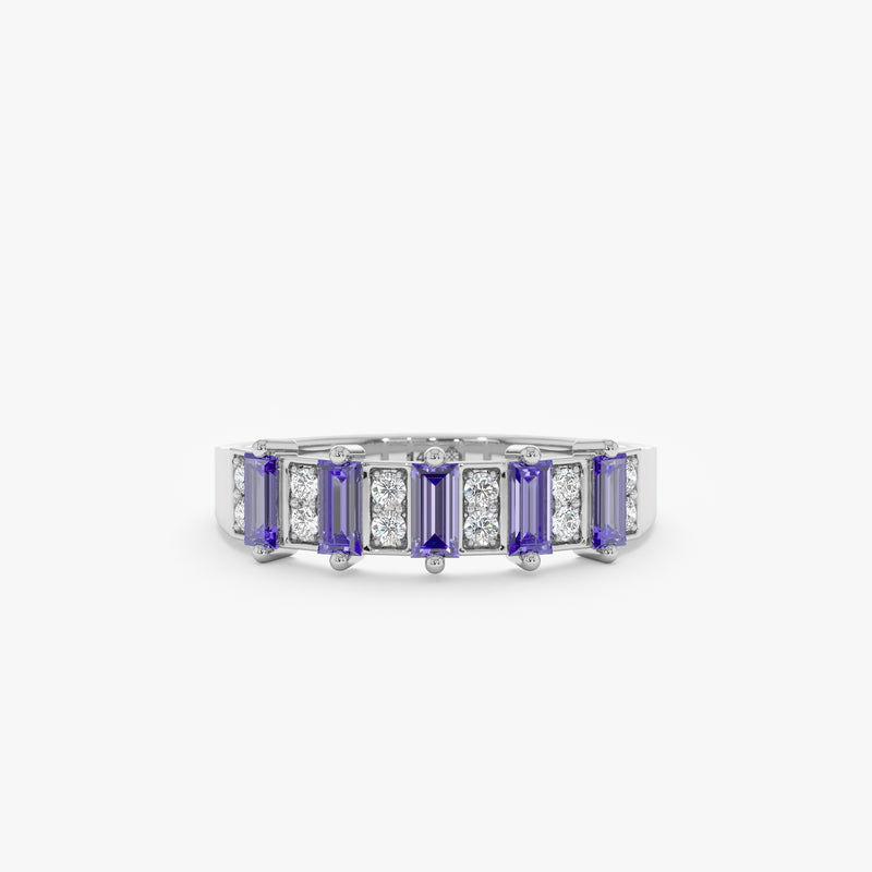 solid white gold purple tanzanite and diamond ring 