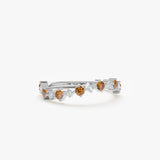 white gold diamond and citrine band