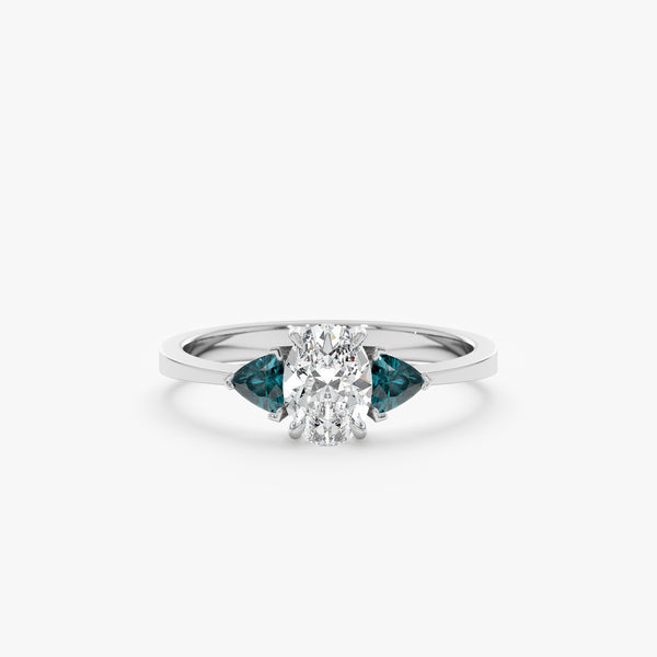 Teal Sapphire Diamond Engagement Ring, Katja