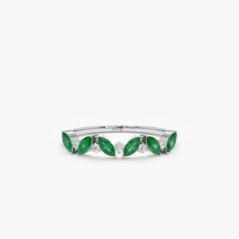 Emerald and Diamond Half Eternity Ring, Cruz