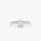 drop shape white diamond in brushed white gold band