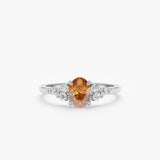 14k white gold engagement ring with natural citrine and diamonds 