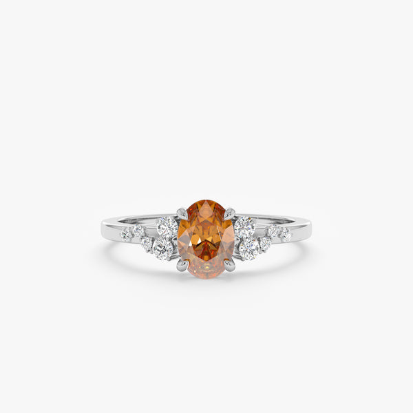 14k white gold engagement ring with natural citrine and diamonds 
