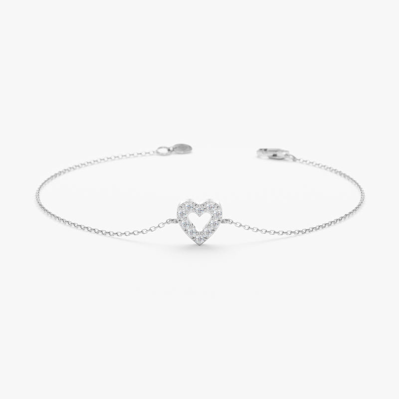 white gold heart diamond bracelet