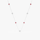 White Gold Diamond and Ruby Necklace