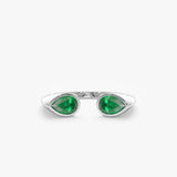 Natural Pear Shape Emerald Open Cuff Ring, Bomonti