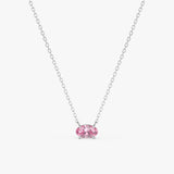 Solid White Gold Necklace with Pink Sapphire Stone