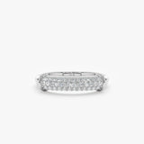 14k solid white gold dome ring with natural white diamonds 