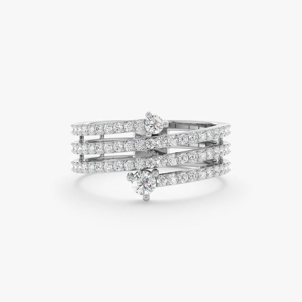 solid white gold paved diamond wrap around ring 