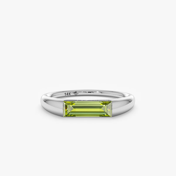 natural peridot band in white gold