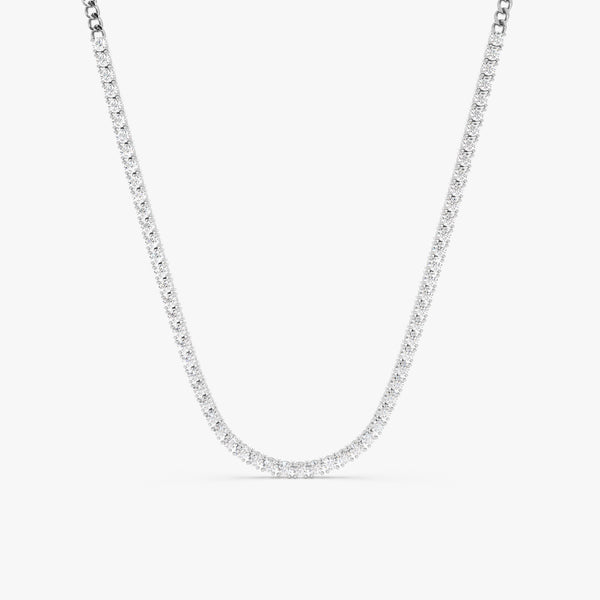 Diamond Tennis Necklace with Cuban Chain, Mackenzie