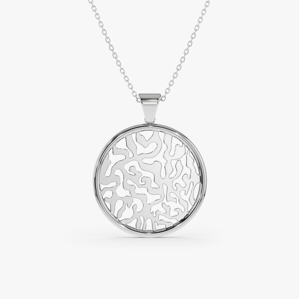 large jewish shema pendant on white gold cable chain