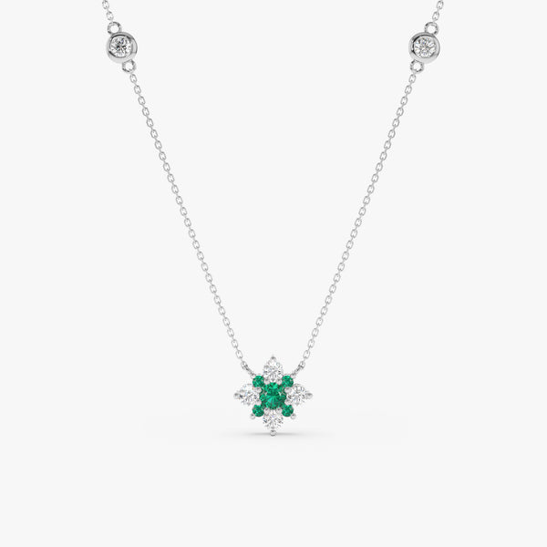 Emerald Diamond Clover Necklace, Deborah