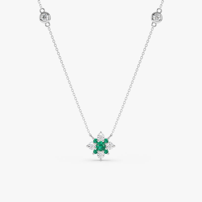 Emerald Diamond Clover Necklace, Deborah