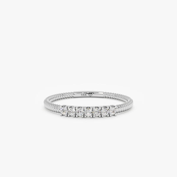 white gold clear diamond stacking ring