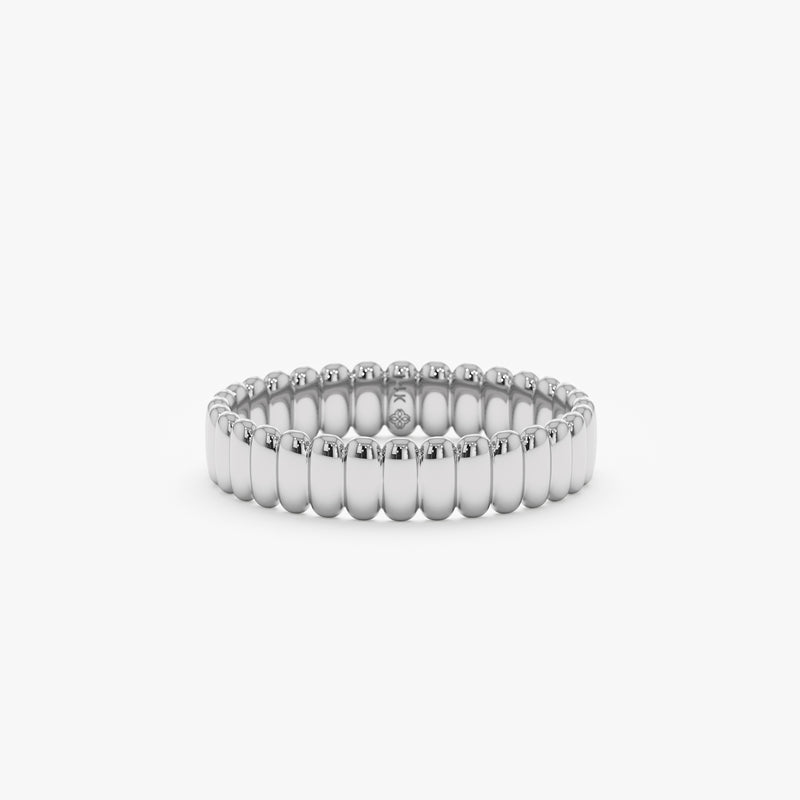 white gold ribbed band