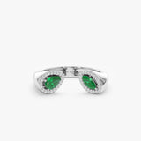 Emerald Diamond Open Ring, Gia