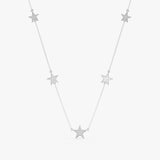 white gold star station necklace with natural diamonds