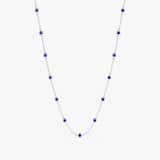solid white gold bezel setting natural sapphire station necklace