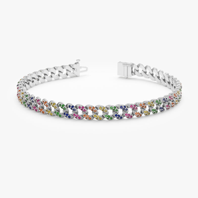 white Gold bracelet with rainbow colored stones