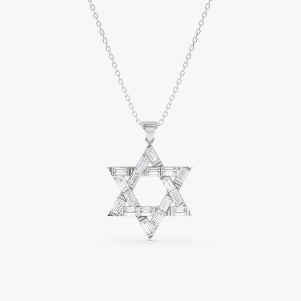 Baguette Diamond Star of David Pendant Necklace, Batya