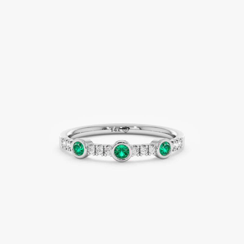 white gold prong and bezel set stacking ring