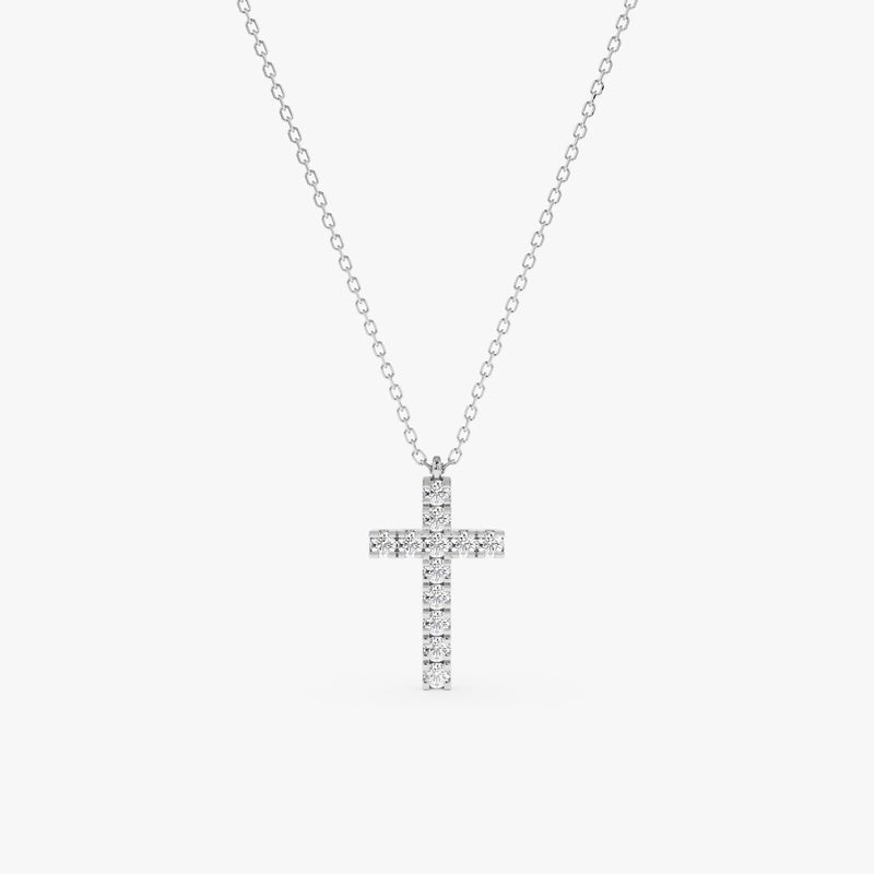 religious solid gold diamond lined cross pendant necklace