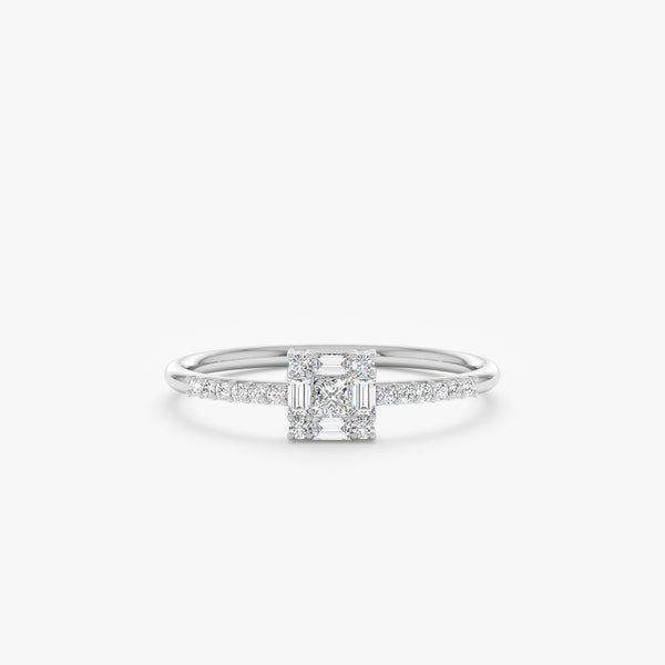 14k white gold ring with natural white diamonds