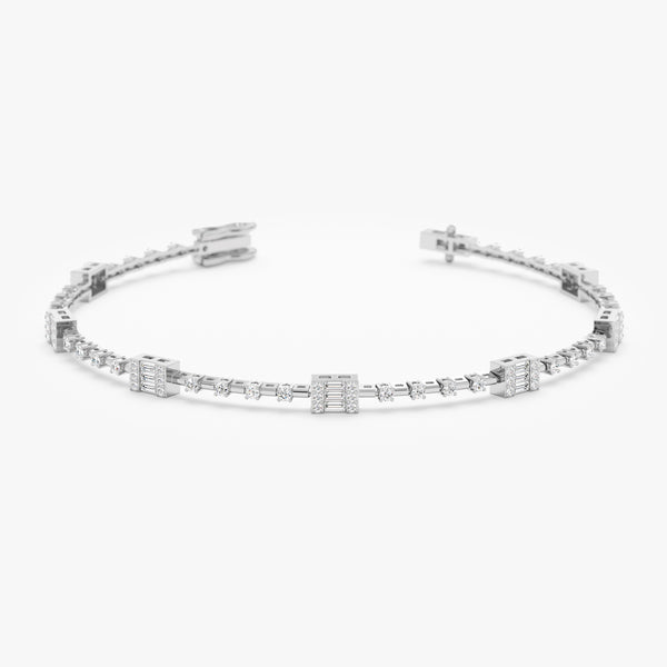 white gold rectangular station bracelet