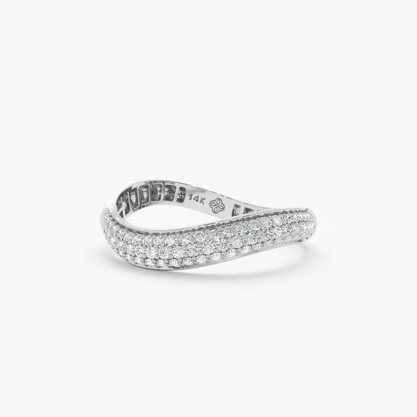 solid white gold curved diamond ring 