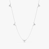 white gold 3 prong natural diamond station necklace