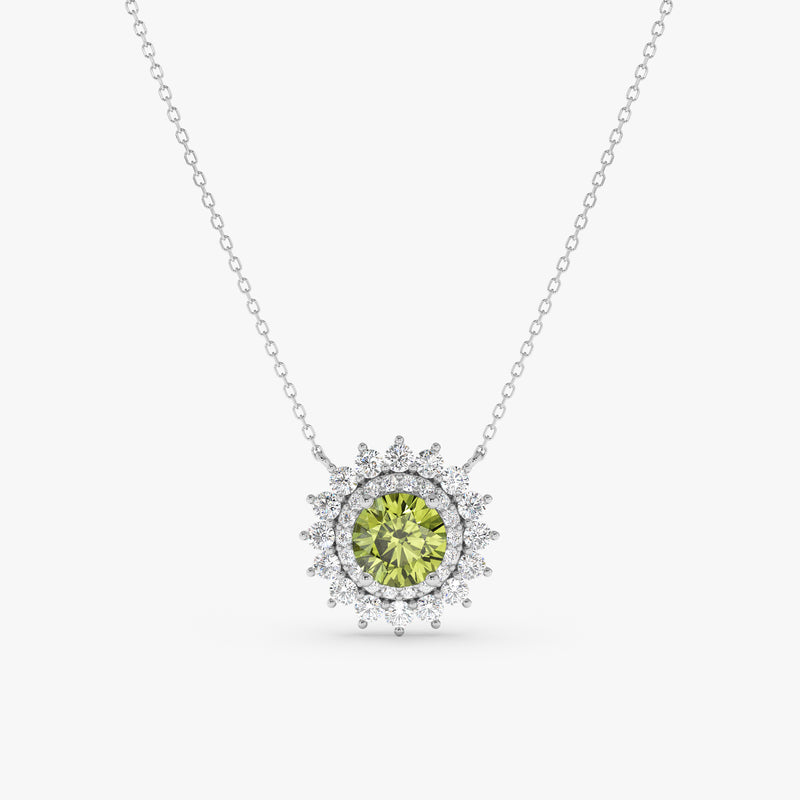 White Gold Peridot Birthstone Pendant