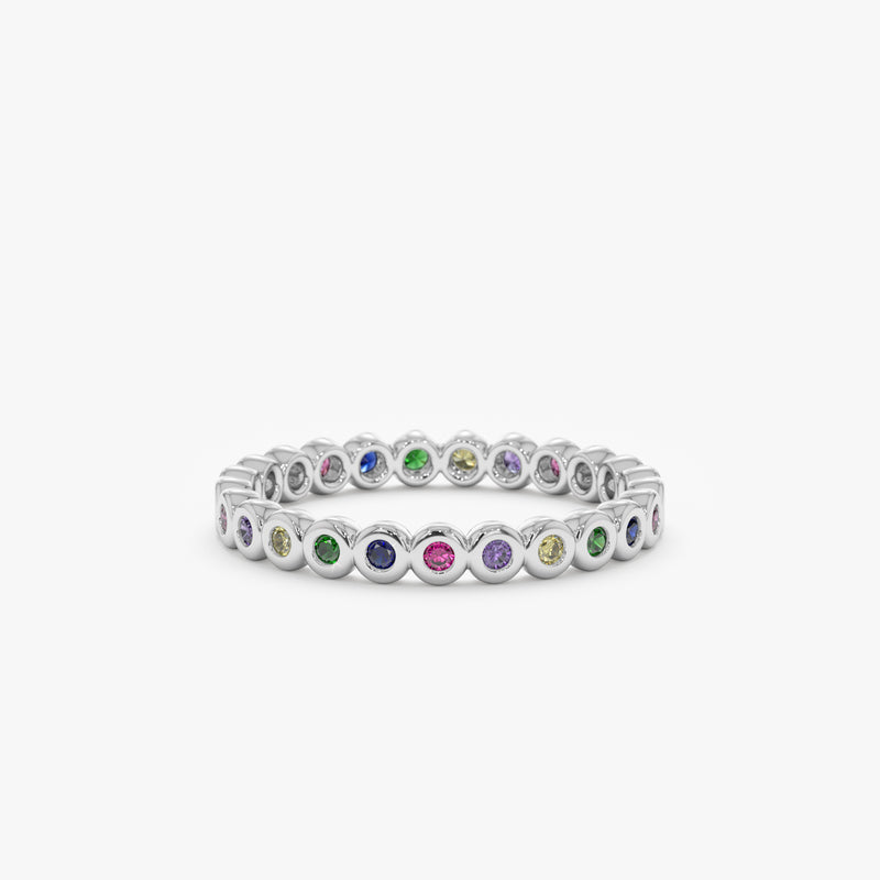 bezel set white gold ring