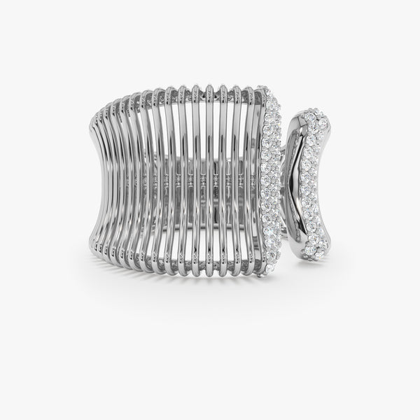 white gold large statement ring with diamonds