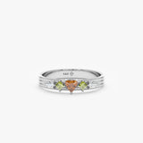 14k white gold ring with natural peridot natural citrine and white diamond accents