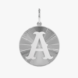 14k solid white gold custom capital letter medallion 