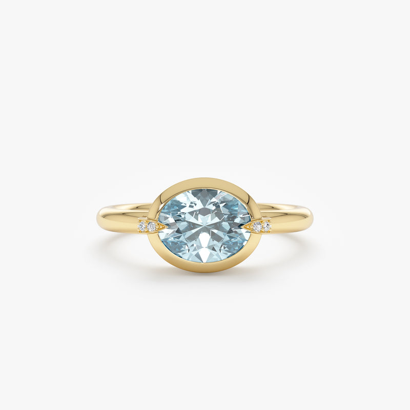 Aquamarine and Claw Diamond Accent Ring, Xiomara