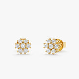 Diamond Flower Stud Earrings